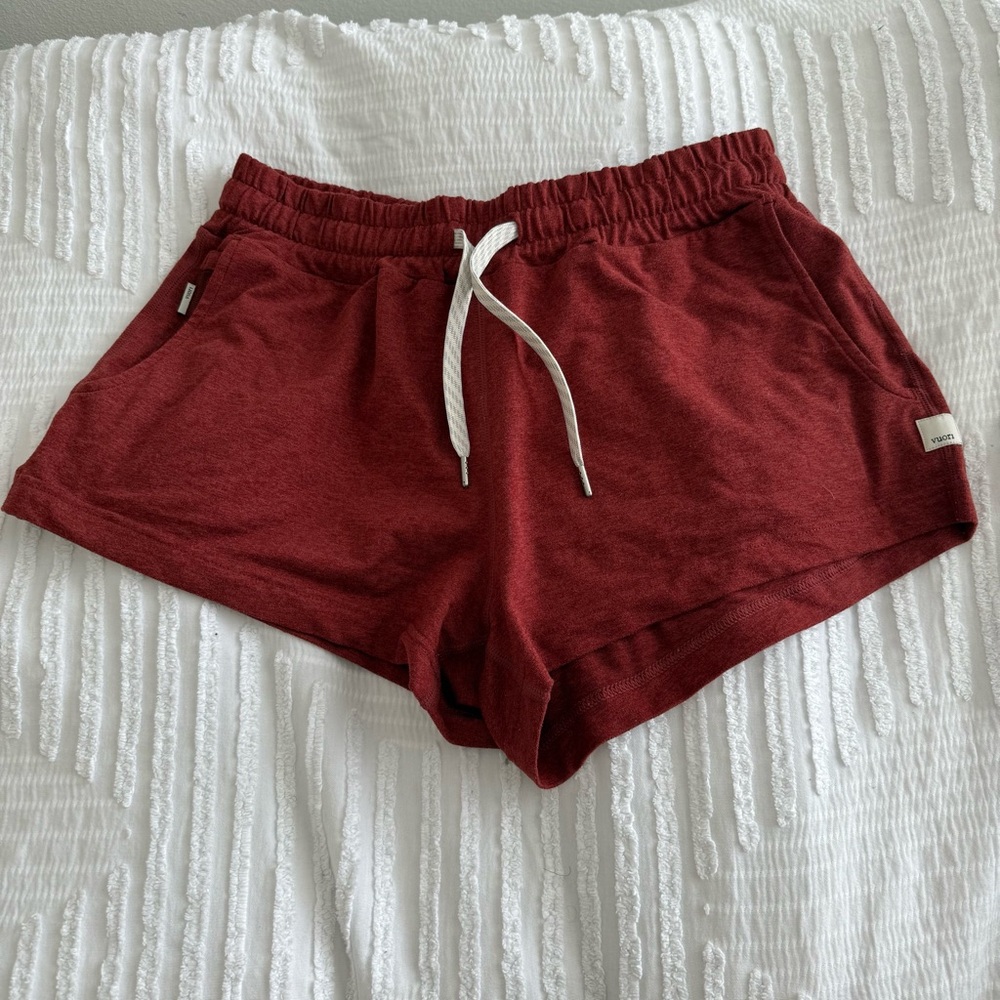Vuori Red Athletic Shorts Elastic Waistband Soft Fabric